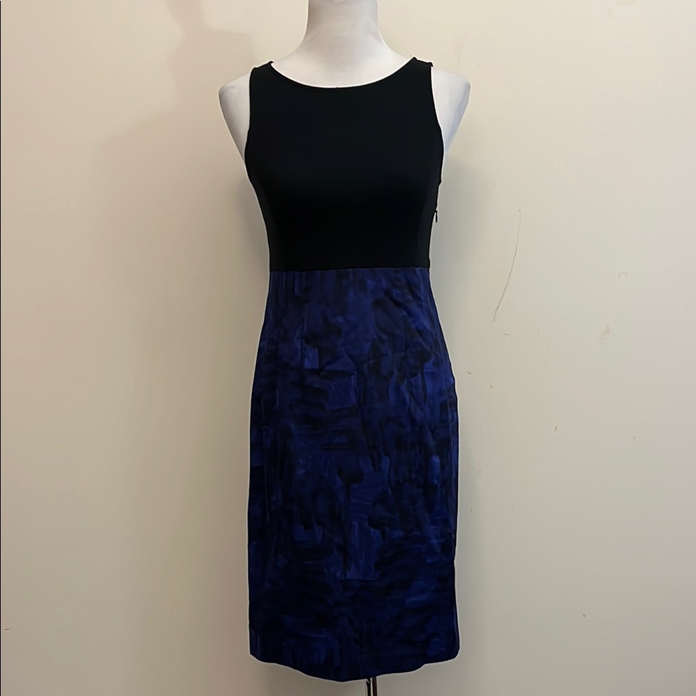 Theory Black and Blue Sleeveless Dress Size 6